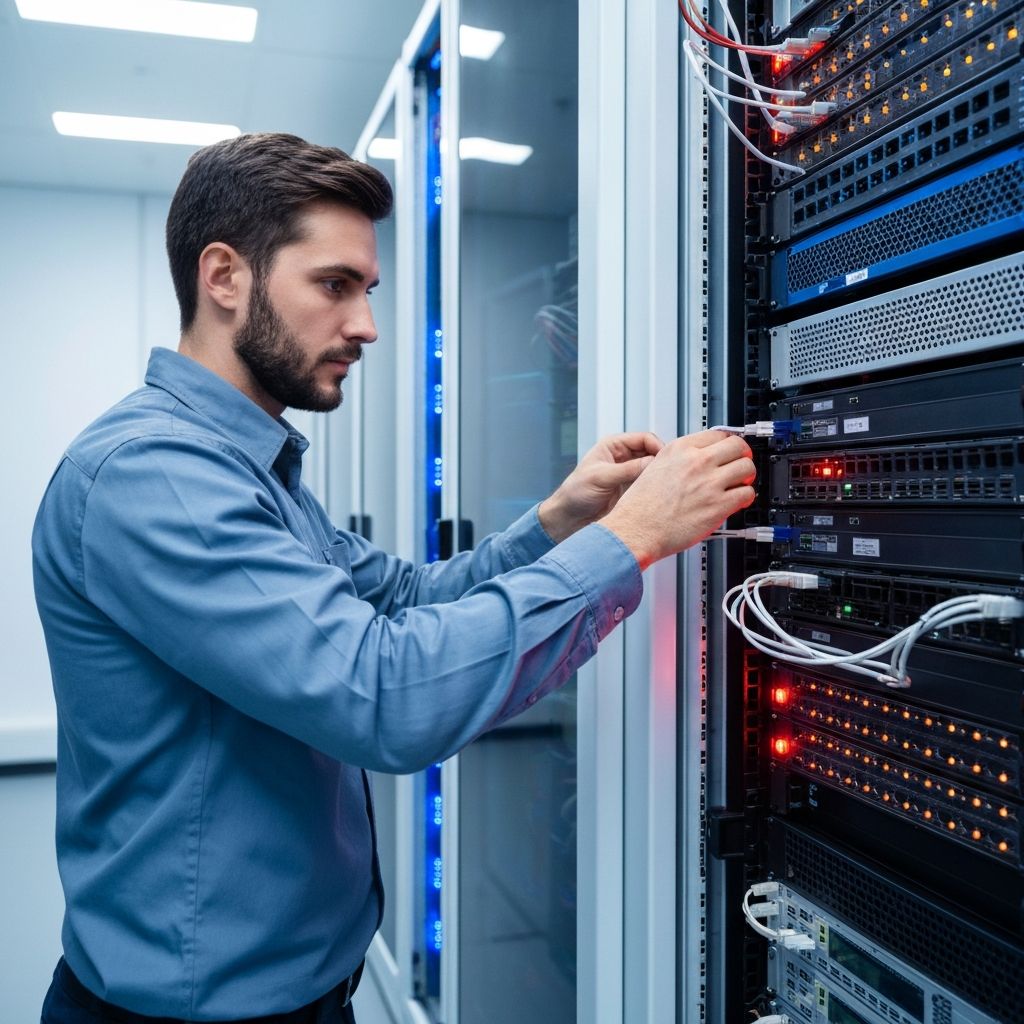 IT technician working on server infrastructure